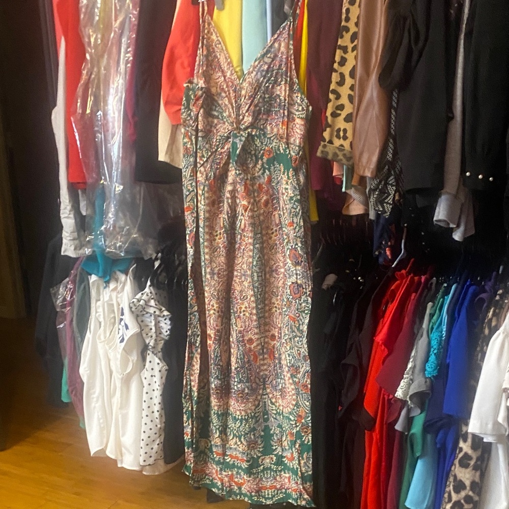 Boho Floral romper in Green and Multi
